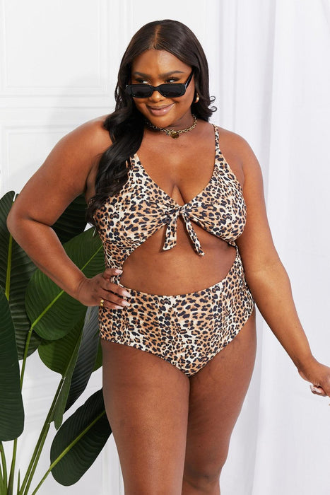 Radiant Glow Leopard Print Cutout One-Piece Swimsuit by Marina West Swim