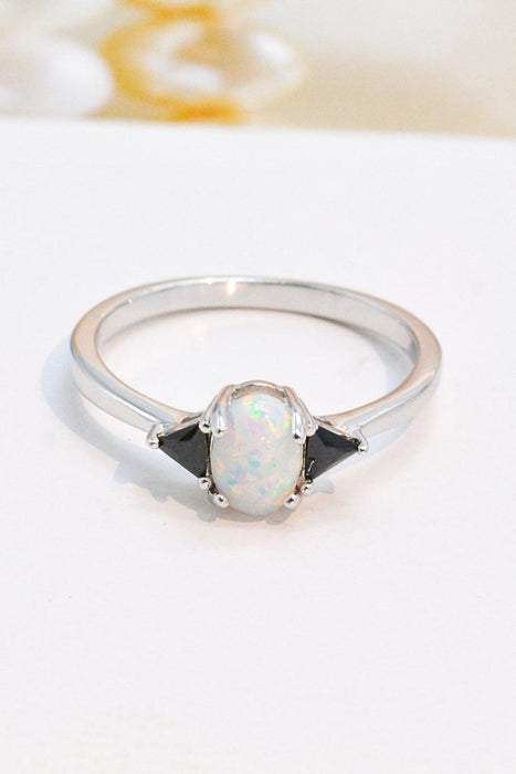 Radiant Opal and Zircon Silver Ring: Embrace the Essence of Elegance