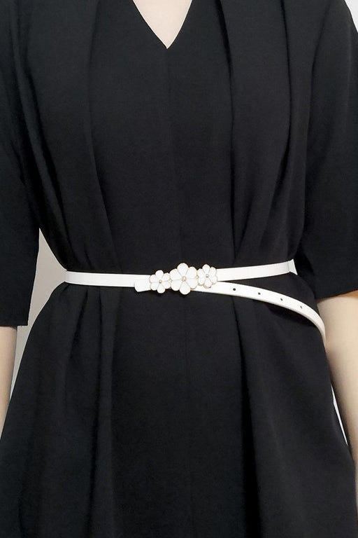 Chic Floral Accent Faux Leather Waist Belt