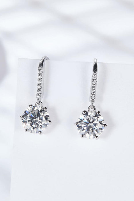 Sterling Silver Moissanite Drop Earrings with Shimmering Zircon Accents