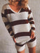 Chic Striped Knit Relaxed Lounge Set with Comfy Top and Shorts