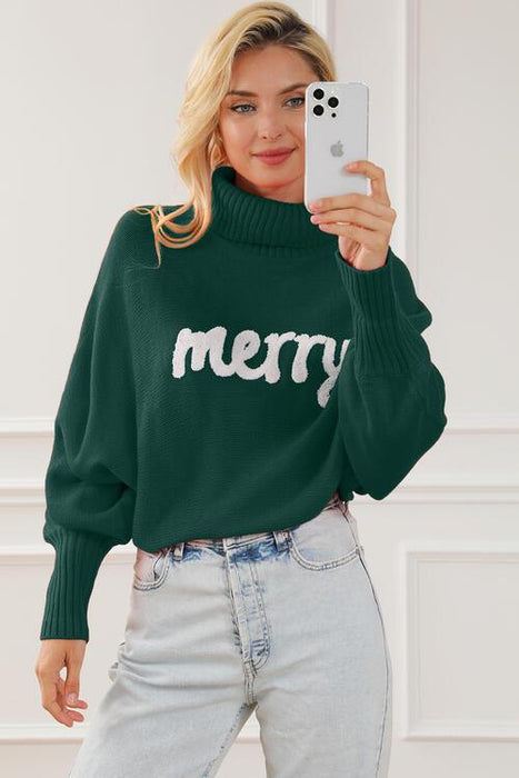 Festive Cozy Knit Turtleneck Sweater