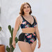 Floral Print Plus Size High Waist Bikini Set with Removable Padding