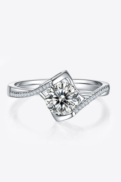 Twisted Radiance: 1 Carat Lab Grown Diamond Silver Ring