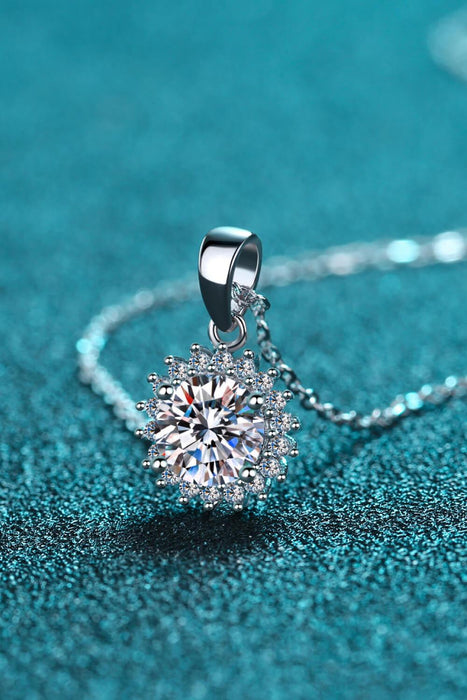 Radiant Moissanite and Lab-Diamond Pendant Necklace in Luxurious Sterling Silver - A Statement of Timeless Elegance