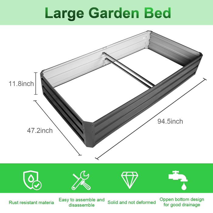 Galvanized Steel Raised Garden Bed Kit with Quick Setup and Spacious Growing Area