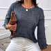 Lace-Up Detail Cozy Knit Sweater with Elegant Round Neck