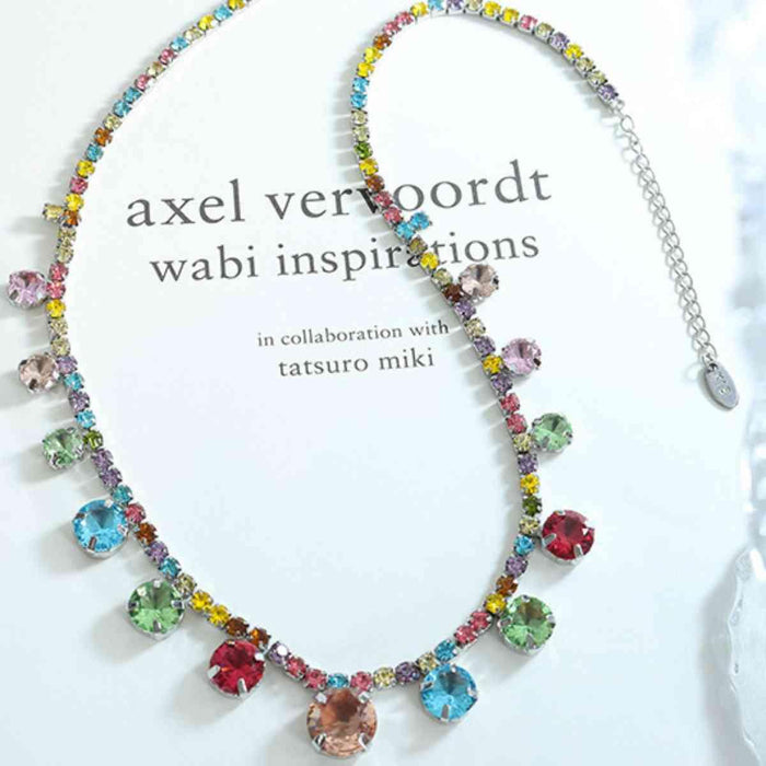 Elegant Crystal-Accent Titanium Steel Necklace