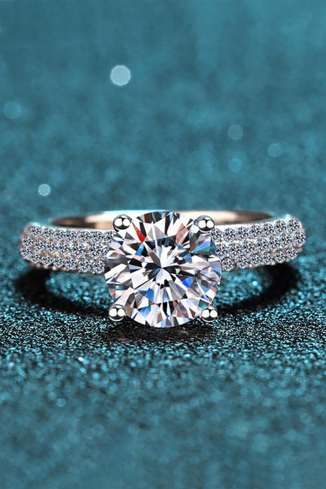 Elegant Sterling Silver Lab-Diamond Ring with Dazzling Zircon Details