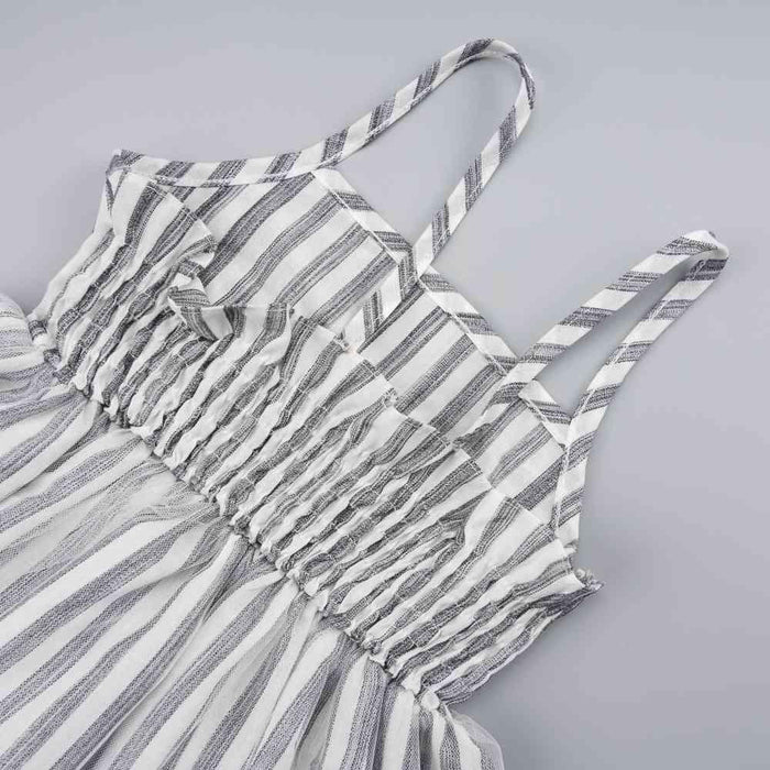 Girls' Striped Bow Spaghetti Strap Dress with Bow Detail