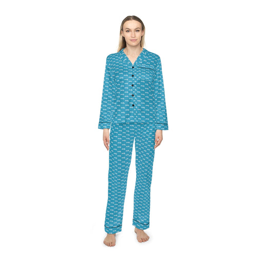 Customizable Blue Satin Women's Pajama Set for Ultimate Comfort