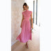 Bohemian Macaron Maxi Dress with Elegant Stand Collar