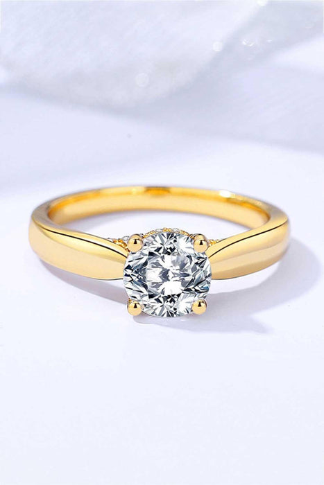 Elegant 925 Sterling Silver Moissanite Ring with Gold Accents and Zircon Embellishments