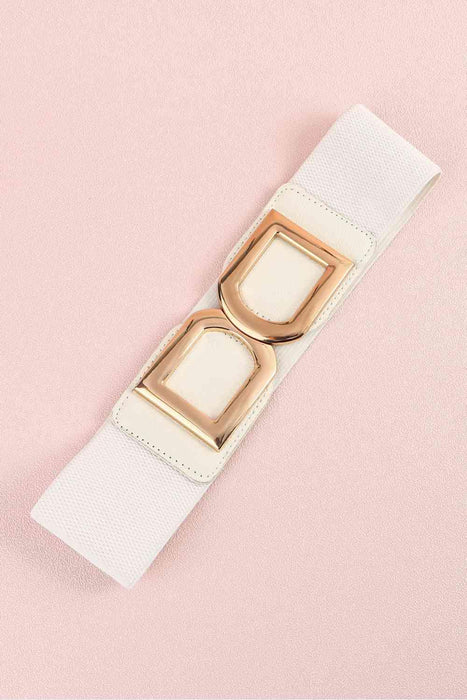 Chic Elastic PU Leather Belt with Stylish Double D Buckle