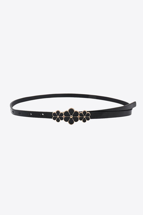 Chic Floral Accent Faux Leather Waist Belt