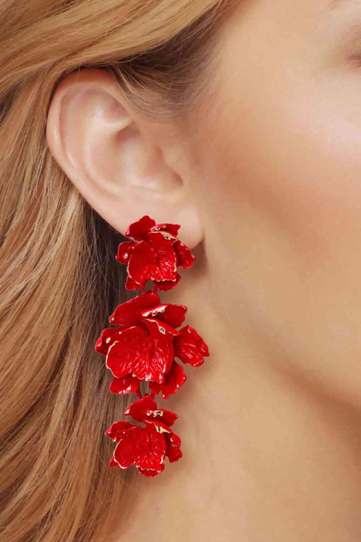 Elegant Zinc Alloy Flower Drop Earrings for Chic Style