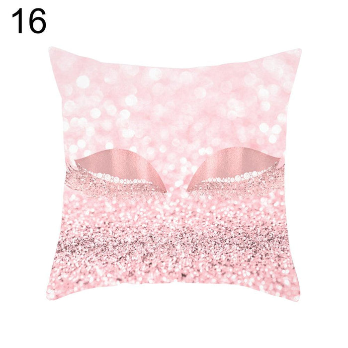 Eyelash Pattern Decorative Pillow Case with Convenient Zipper Closure