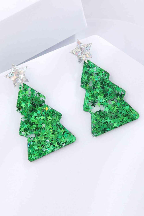 Festive Acrylic Christmas Tree Dangle Earrings