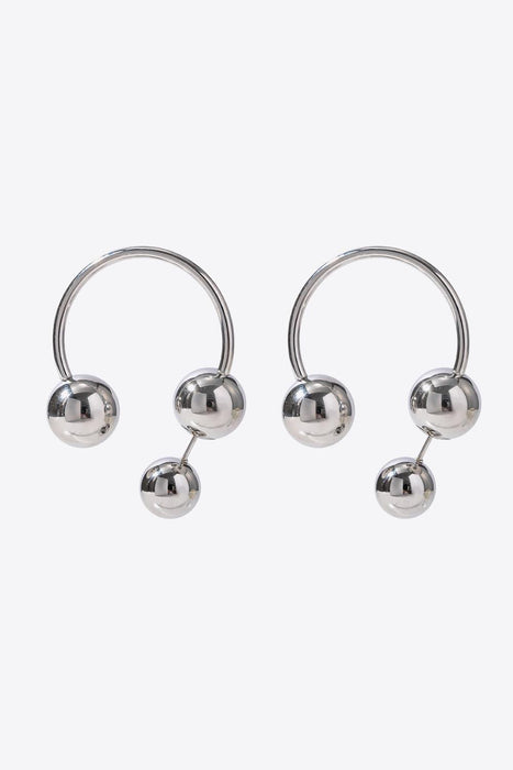 Shimmering Gold & Platinum Stainless Steel Ball Earrings - Luxe Elegance