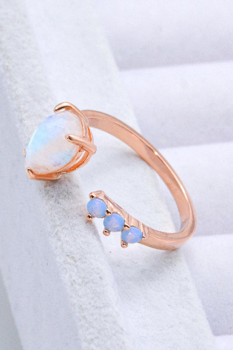 Rose Gold Moonstone Teardrop Ring with Adjustable Fit and Contemporary Style