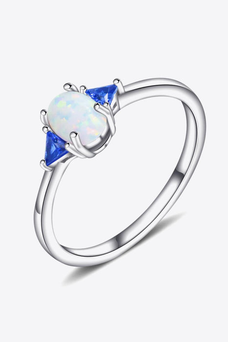 Radiant Opal and Zircon Silver Ring: Embrace the Essence of Elegance