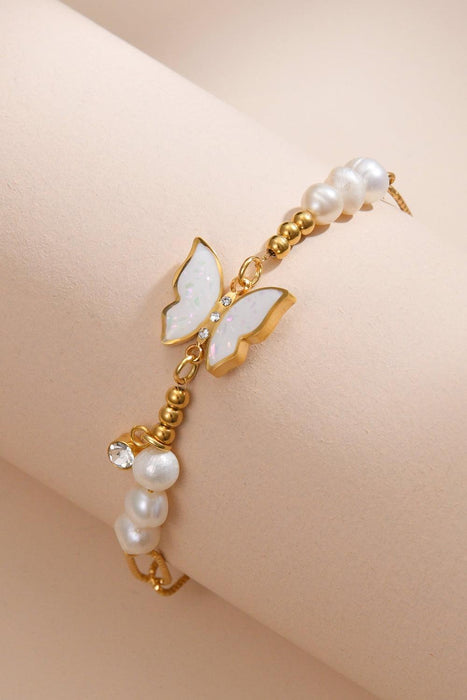 Sophisticated Adjustable Butterfly Bracelet in Gold-Plated Stainless Steel