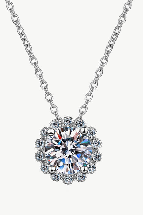 Elegant Moissanite Floral Pendant Necklace with Sparkling Zircons