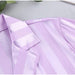 Lavender Silk Striped Blouse and Wide-Leg Trousers Set