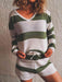 Chic Striped Knit Relaxed Lounge Set with Comfy Top and Shorts