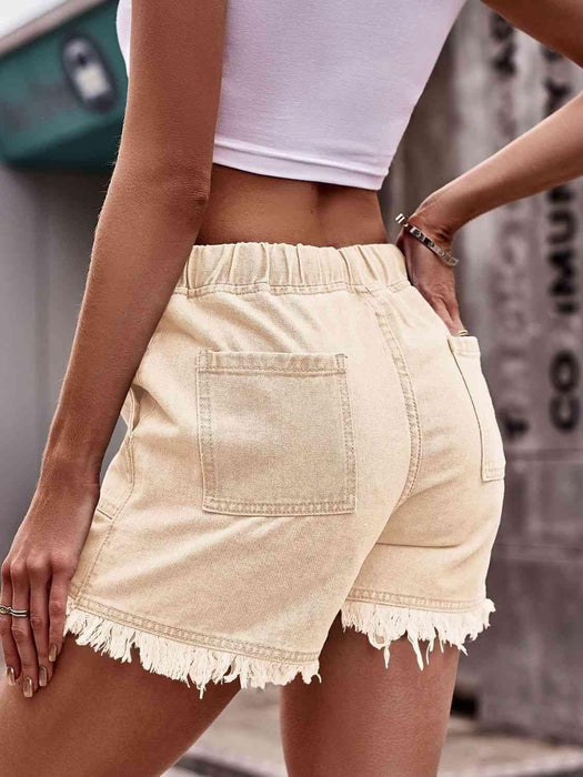 Chic Frayed Hem Drawstring Denim Shorts: Your Summer Essential