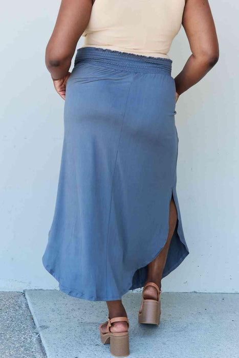 Dusty Blue Elegant High Waist Maxi Skirt - Ultimate Comfort and Style