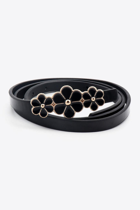 Chic Floral Accent Faux Leather Waist Belt