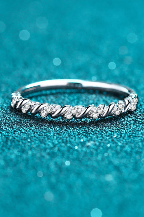 Stunning Moissanite Half-Eternity Ring in Rhodium-Plated Sterling Silver