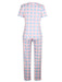 Women's Cozy Allover Print Pajama Set with Crew Neck Top and Drawstring Waist
