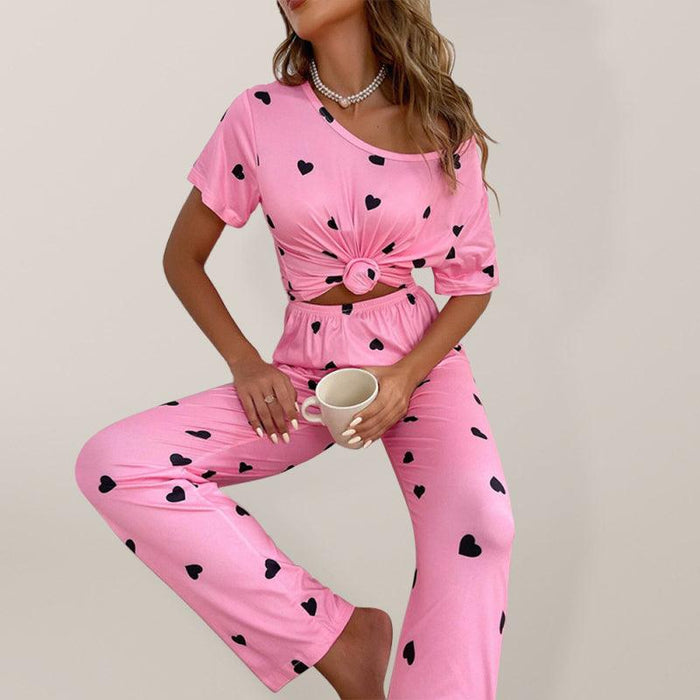 Adorable Heart Print Women's Pajama Set for Sweet Dreams