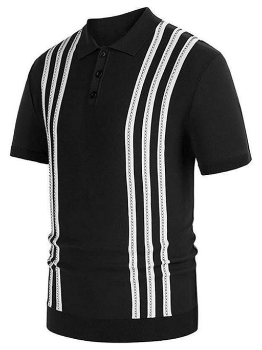 Refined Men's Striped Sleeveless Polo Shirt: Business Elegance Blend - Business Casual Striped Polo: Versatile Comfort