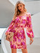 Elegant Printed Dress with Raglan Sleeves - Versatile Style Staple for Women