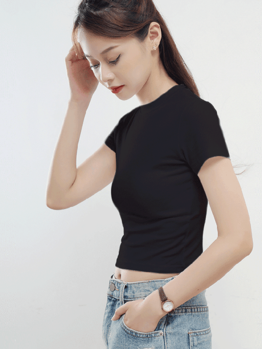 Chic Women's Basic Cotton Blend Short Sleeve Top