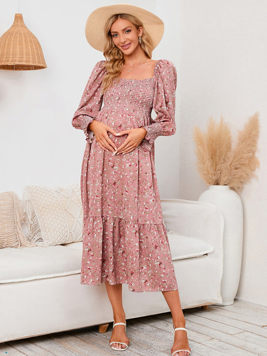 Floral Blossom: Elegant Chiffon Maxi Dress with Long Sleeves for Fashionable Ladies