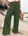 Comfort Chic: Women's Relaxed-Fit Slub Cotton Wide-Leg Trousers