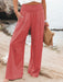 Comfort Chic: Women's Relaxed-Fit Slub Cotton Wide-Leg Trousers