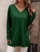 Versatile Solid Color V Neck Longline T-Shirt with Side Slits - Women's Casual Essential