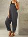 Chic Solid Color High-Waisted Jumpsuit with Button-Up Suspenders for Women