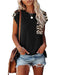 Safari Chic Short Sleeve Tunic Top with Animal Print Accents for Women