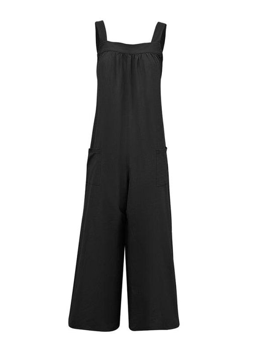 Women's Casual Cotton Overalls with Loose Patch Pockets