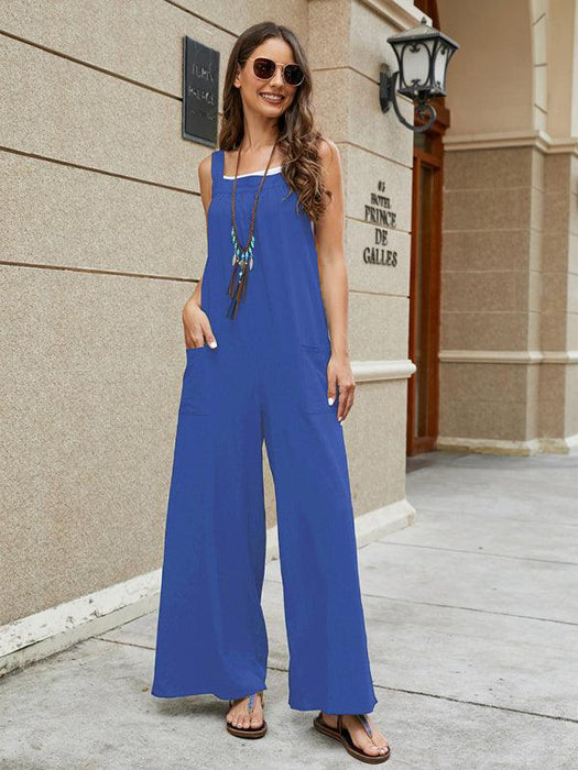 Women's Casual Cotton Overalls with Loose Patch Pockets