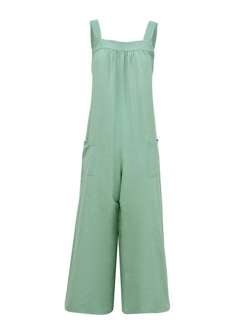 Women's Casual Cotton Overalls with Loose Patch Pockets