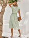 Essential Euro-American V-Neck Cotton Dress with Waist Tie - Ideal for Spring-Summer Wardrobe