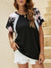 Spring Blossom: Women's Flutter Sleeve Tee with Contrast Panel Detail