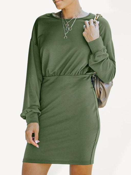 Chic High Waist Knit Dress with Statement Balloon Sleeves